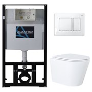 AZARIO Сет инсталляция с панелью смыва + унитаз Teramo( круглый) с сидением микролифт +клавиша 0032, белая (AZ-8010-1000+AZ-8200-0032+AZ-0053) AZ-8010-1000+AZ-8200-0032+AZ-0053