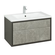 AQUATON Тумба под раковину Уэльс 80 NEW, подвесная, графит (1A267901WA6A0) 1A267901WA6A0