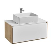 AQUATON Тумба под раковину Либерти 90 дуб эльвезия, белый глянец (1A279901LYC70) 1A279901LYC70