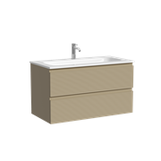 SANCOS Тумба подвесная с рельефным фасадом Folk 890х445х500, c двумя ящиками оснащенными доводчиками скрытого монтажа с системой плавного закрывания, цвет Капучино, арт.FL90CP FL90CP