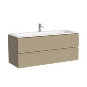 SANCOS Тумба подвесная с рельефным фасадом Folk 1190х445х500, c двумя ящиками оснащенными доводчиками скрытого монтажа с системой плавного закрывания, цвет Капучино, арт.FL120CP FL120CP