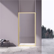 VINCEA Slim 8mm Душевая дверь распашная ширина 100 см, профиль - брашированное золото / стекло - прозрачное VDP-4SL100CLG