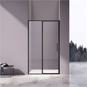 VINCEA Slim 8mm Душевая дверь распашная ширина 120 см, профиль - черный / стекло - прозрачное VDP-4SL120CLB