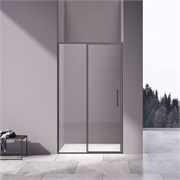 VINCEA Slim 8mm Душевая дверь распашная ширина 120 см, профиль - вороненая сталь / стекло - прозрачное VDP-4SL120CLGM