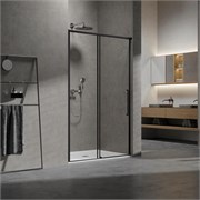 VINCEA Slim 8mm Душевая дверь распашная ширина 120 см, профиль - черный / стекло - прозрачное VDS-6SL120CLB