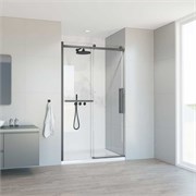 VINCEA Como Soft Душевая дверь раздвижная ширина 110 см, профиль - вороненая сталь / стекло - прозрачное VDS-1CS110CLGM