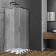 VINCEA Soft Душевой уголок квадратный размер 90x90 см, двери раздвижные, профиль - вороненая сталь / стекло - прозрачное VSS-3SO900CLGM
