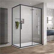 VINCEA Slim-U Душевой уголок прямоугольный размер 120x90 см, двери раздвижные, профиль - черный / стекло - прозрачное VSR-2SU9012CLB