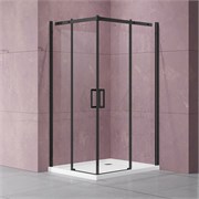 VINCEA Dice Душевой уголок квадратный размер 90x90 см, двери раздвижные, профиль - черный / стекло - прозрачное VSS-4D900CLB