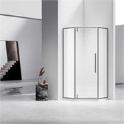 VINCEA Slim-N Душевой уголок пятиугольный размер 90x90 см, двери распашные, профиль - вороненая сталь / стекло - прозрачное VSP-4SN900CLGM