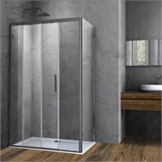 VINCEA Soft Душевой уголок прямоугольный размер 110x80 см, двери раздвижные, профиль - вороненая сталь / стекло - прозрачное VSR-3SO8011CLGM