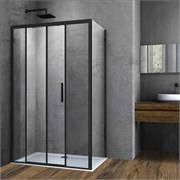 VINCEA Soft Душевой уголок прямоугольный размер 130x90 см, двери раздвижные, профиль - черный / стекло - прозрачное VSR-3SO9013CLB