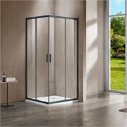 VINCEA Garda Душевой уголок квадратный размер 120x120 см, двери раздвижные, профиль - вороненая сталь / стекло - прозрачное VSS-1G1212CLGM