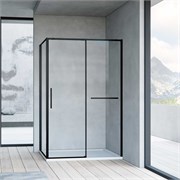 VINCEA Slim Soft Душевой уголок прямоугольный размер 150x80 см, двери раздвижные, профиль - черный / стекло - прозрачное VSR-1SS8015CLB