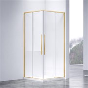VINCEA Slim-N Душевой уголок квадратный размер 90x90 см, двери раздвижные, профиль - брашированное золото / стекло - прозрачное VSS-4SN900CLG