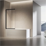 VINCEA VSB-6E Шторка на ванну раздвижная/распашная ширина 90 см, профиль - черный / стекло - прозрачное VSB-6E900CLB-L