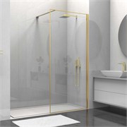 VINCEA Walk in HS Душевая перегородка ширина 80 см, профиль - брашированное золото / стекло - прозрачное VSW-1HS800CLG