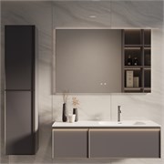 VINCEA База под раковину Elise 1200 подвесная, правая, 2 выкатных ящика soft close, серый матовый VMC-4EL120MG-R