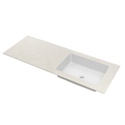 VINCEA Столешница из кварца с интегрированной раковиной VWTB-4LX140QBG-R, правая, бежевый VWTB-4LX140QBG-R