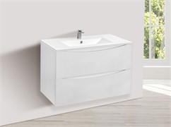 VINCEA База под керамическую раковину Mia 750 подвесная, 2 выкатных ящика soft close, G.White VMC-2MC750GW