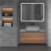 VINCEA База под накладную раковину Mesa 1000 подвесная, 1 выкатной/1 скрытый ящик soft close, T.Oak + Beton VMC-2MS100TB