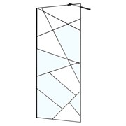 AZARIO Душевая перегородка Walk-in 900x1950 в рамке, графический принт, толщина стекла 8 мм, профиль черный матовый (AZ-271-90-MB-CGP) AZ-271-90-MB-CGP
