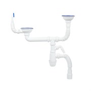 IDDIS Сифон для двойной мойки с выпуском 3 1/2 с переливом и отводом Kitchen Line (S21UPS0i84) S21UPS0i84