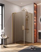 CEZARES Slider Душевой уголок прямоугольный размер 100x90 см, профиль - брашированное золото / стекло - бронза, дверь распашная SLIDER-AH-1-100-90/100-BR-BORO