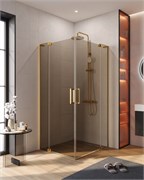 CEZARES Slider Душевой уголок прямоугольный размер 90x70 см, профиль - брашированное золото / стекло - бронза, двери распашные SLIDER-AH-2-70/80-90/100-BR-BORO