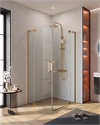 CEZARES Slider Душевой уголок прямоугольный размер 90x70 см, профиль - брашированное золото / стекло - прозрачный, двери распашные SLIDER-AH-2-70/80-90/100-C-BORO