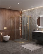 CEZARES Molveno Душевой уголок полукруглый размер 120x120 см двери раздвижные профиль - брашированное золото / стекло - прозрачное MOLVENO-R-22-100+20-C-BORO-IV