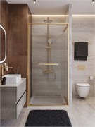 CEZARES Lux Душевая дверь в нишу раздвижная ширина 100 см, цвет профиль - золото брашированное / стекло - прозрачное LUX-B-FS-1-100-C-BORO