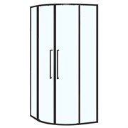 AZARIO Душевое ограждение SHANGHAI 1000х1000х1950 четверть круга, прозрачное стекло 6 мм, профиль черный матовый, двери раздвижные AZ-S43-100-MB-CL