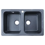 AZARIO Кухонная мойка Alba 780x490x190 двойная, искусственный мрамор, сифон в комплекте, цвет черный (CS00105217) CS00105217