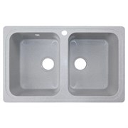 AZARIO Кухонная мойка Alba 780x490x190 двойная, искусственный мрамор, сифон в комплекте, цвет серый (CS00105219) CS00105219