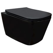 AZARIO Унитаз подвесной Cascad-Black 360х520х365 безободковый, система смыва 