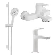 AZARIO Набор смесителей 3 в 1 для ванны TREYA, белый матовый (AZ-156805126+AZ-156845026+AZ-157820226) AZ-156805126+AZ-156845026+AZ-157820226
