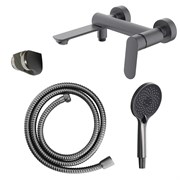 AZARIO Cмеситель для ванны Alanti с ручным душем, керамический картридж, шланг 150 см, графит (AZ-K3032GR) AZ-K3032GR
