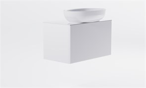 ASTRA-FORM Тумба подвесная М-40 Slim 80см 1ящ белый мат./волна, раковина Атрия бел гл., столешница Solid бел гл. 4631177714573