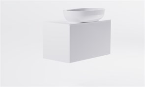 ASTRA-FORM Тумба подвесная М-40 Slim 80см 1ящ белый мат./волна, раковина Атрия бел глянц, столешница Solid белый мат. 4631177716010