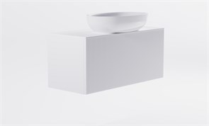 ASTRA-FORM Тумба подвесная М-40 Slim 90см 1ящ белый мат./волна, раковина Атрия бел глянц, столешница Solid белый мат. 4631177716072