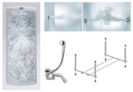 TIMO Комплект Акриловая ванна RITTA1670 160*70*63+Каркас + Слив-перелив+Гидромассаж 6 форсунок+Гидромассаж спины 3 форсунки RITTA1670-KT16-SPV1505-T-CM-T-BM