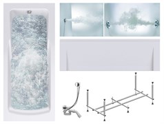 TIMO Комплект Акриловая ванна HELLA1575 150*75*63+Каркас + Слив-перелив+Гидромассаж 6 форсунок+Гидромассаж спины 3 форсунки+Фронтальная панель HELLA1575-KT15-SPV1505-T-CM-T-BM-FP15H