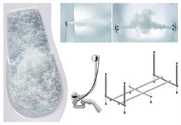 TIMO Комплект Акриловая ванна VINO1590L 150*90*66+Каркас + Слив-перелив+Гидромассаж 6 форсунок+Гидромассаж спины 3 форсунки VINO1590L-KTVINO15-SPV1505-T-CM-T-BM