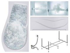 TIMO Комплект Акриловая ванна VINO1590R 150*90*66+Каркас + Слив-перелив+Гидромассаж 6 форсунок+Гидромассаж спины 3 форсунки+Фронтальная панель VINO1590R-KTVINO15-SPV1505-T-CM-T-BM-FPVINO15R