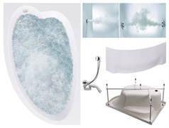 TIMO Комплект Акриловая ванна IVA1595L 150*95*70+Каркас + Слив-перелив+Гидромассаж 6 форсунок+Гидромассаж спины 3 форсунки+Фронтальная панель IVA1595L-KTIVA15-SPV1505-T-CM-T-BM-FPIVA15L