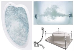 TIMO Комплект Акриловая ванна IVA1610L 160*100*70+Каркас + Слив-перелив+Гидромассаж 6 форсунок IVA1610L-KTIVA16-SPV1505-T-CM