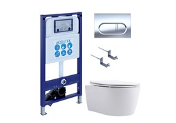 AQUATEK SET ЕВРОПА New-043 4в1 (рама INS-0000025 +крепление KKI-0000002 +кнопка KDI-0000043 +унитаз AQ1106L-00 +тонкое сиденье с механиз) SET AQUATEK ЕВРОПА New-043 4в1