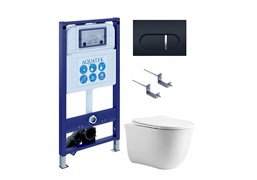 AQUATEK SET КЛАССИК cm-045 4в1 (рама INS-0000025 +крепление KKI-0000002 +кнопка KDI-0000045 +унитаз AQ1112-00 +тонкое сиденье с механиз) SET AQUATEK КЛАССИК cm-045 4в1