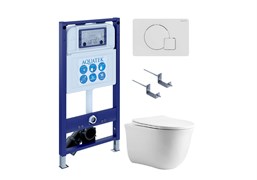 AQUATEK SET КЛАССИК cm-066 4в1 (рама INS-0000025 +крепление KKI-0000002 +кнопка KDI-0000066 +унитаз AQ1112-00 +тонкое сиденье с механиз) SET AQUATEK КЛАССИК cm-066 4в1